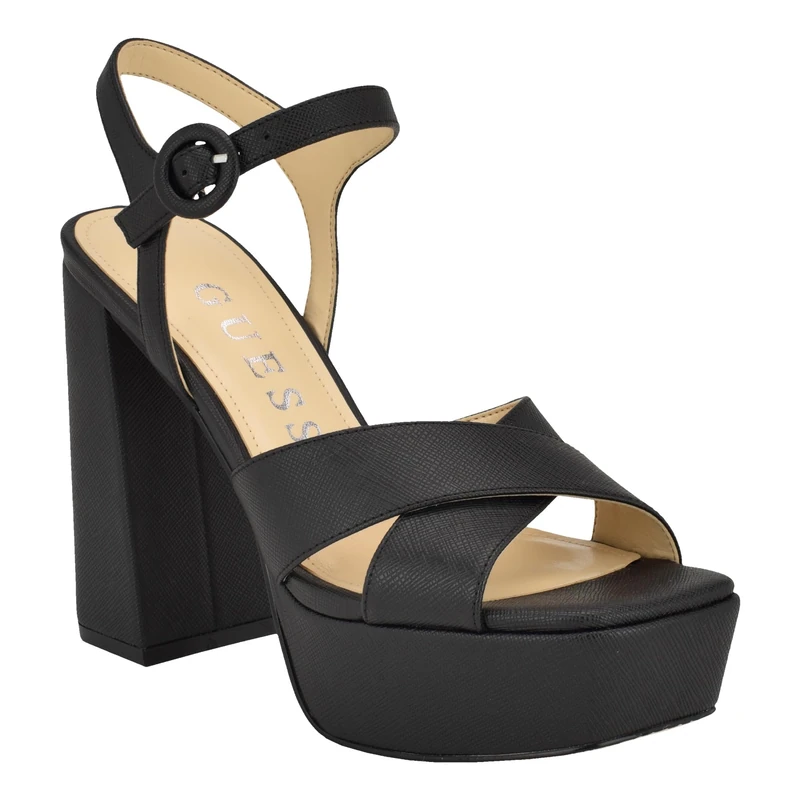 GUESS Women's Vallenn Sandal, Black 002, 4.5 UK