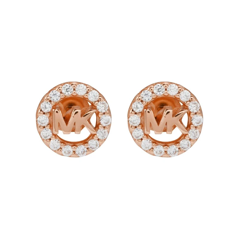 Michael Kors Women's Premium Kors MK Rose Gold-Tone Sterling Silver Logo Stud Earrings, MKC1727CZ791