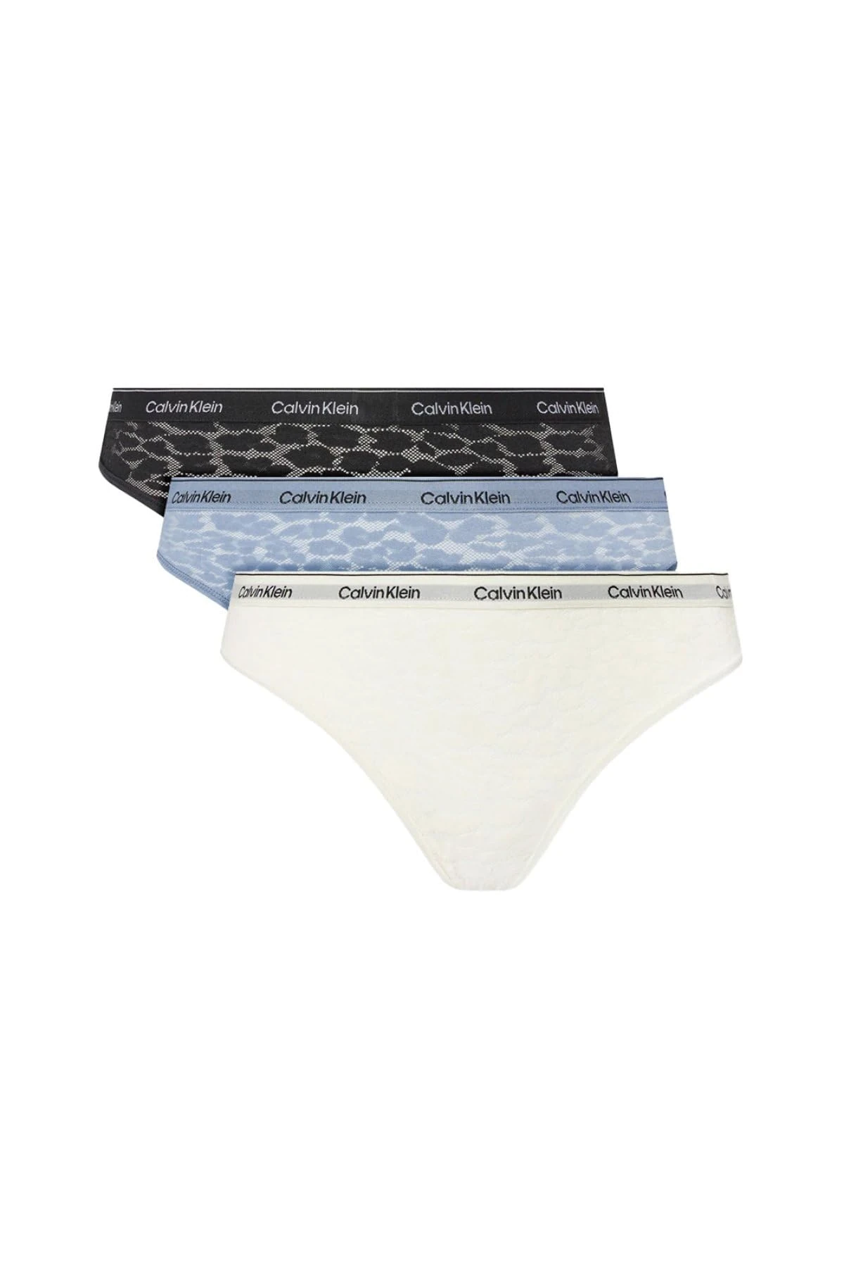 Calvin Klein Women's 3 Pack Low Rise Brazilian Briefs Underwear, Multicolor (Black/Ivory/Troposphere), M