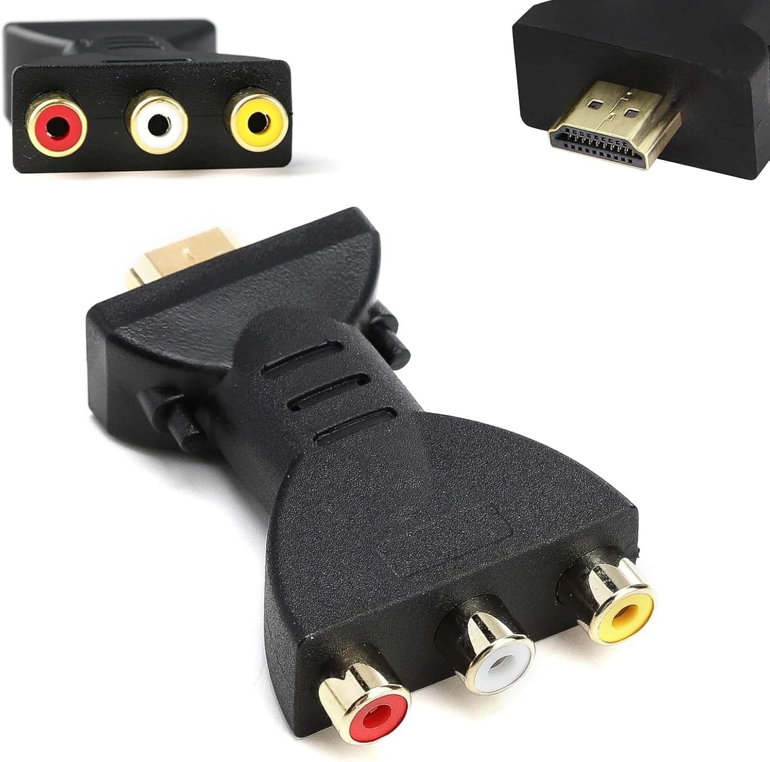 1080P HDMI to AV RGB RCA Converter, HDMI to 3-RGB Adapter,High-Definition AV Video Adapter,Male Female Cable Compatible with TV Laptop Xbox PS2/3 VHS Camera DVD USB Charging(One-way Transmission)