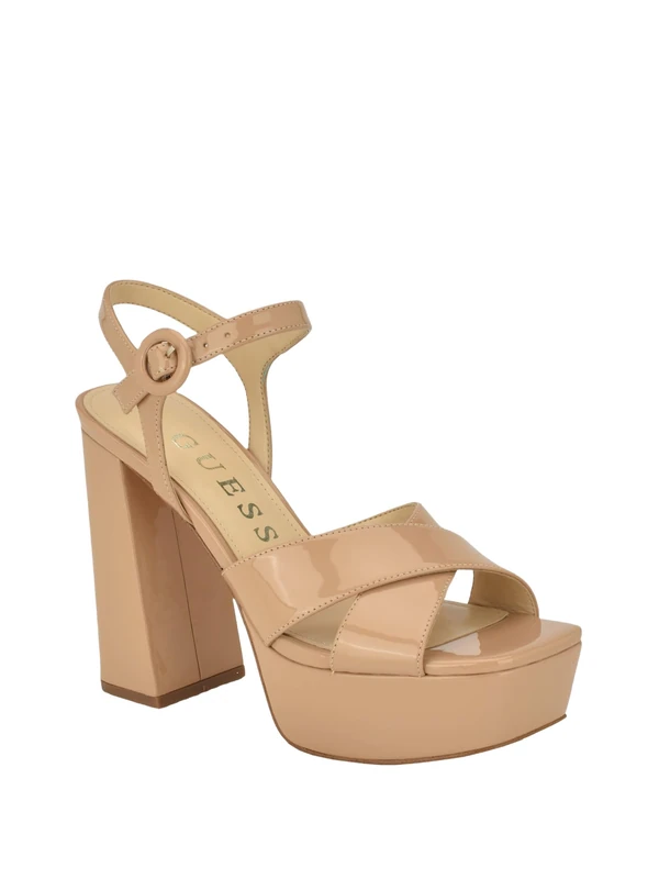 GUESS Women's Vallenn Sandal, Nude 110, 2 UK