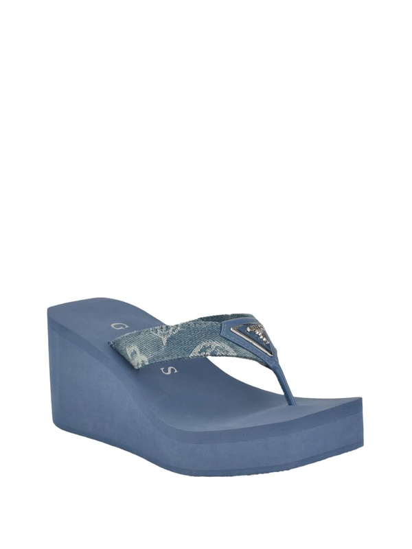 GUESS Women's Demmey Sandal, Denim Blue 400, 5.5 UK