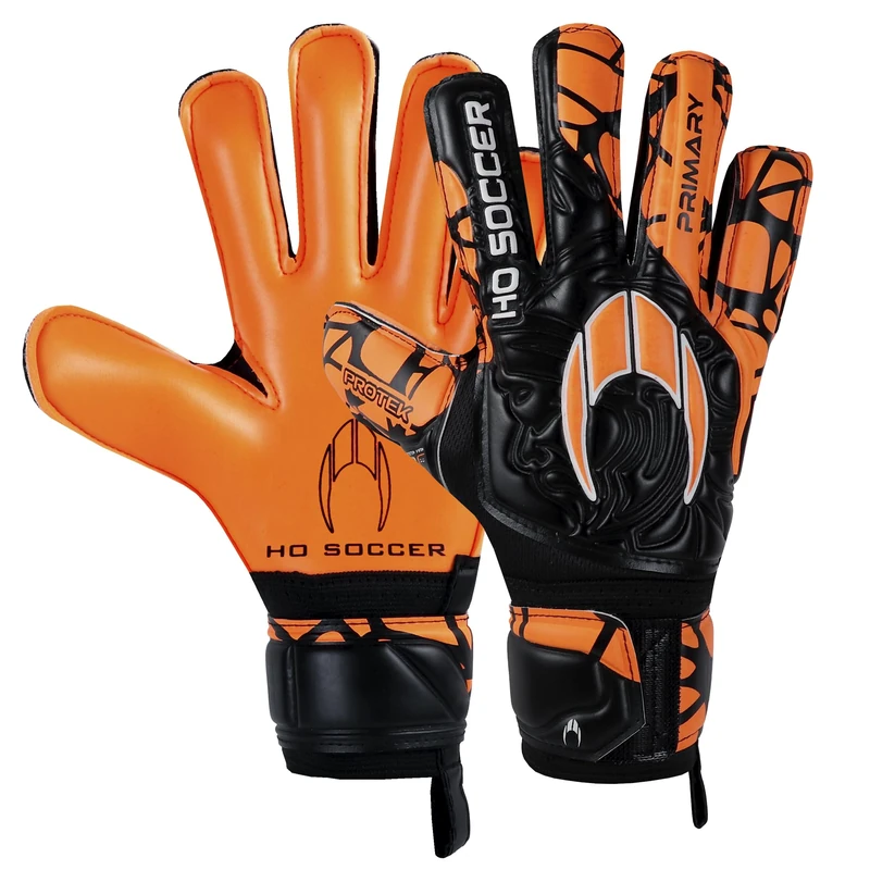 HO Soccer Primary Protek FL AXIAL Orange Goalkeeper Gloves, Unisex Children, Orange/Black, 3