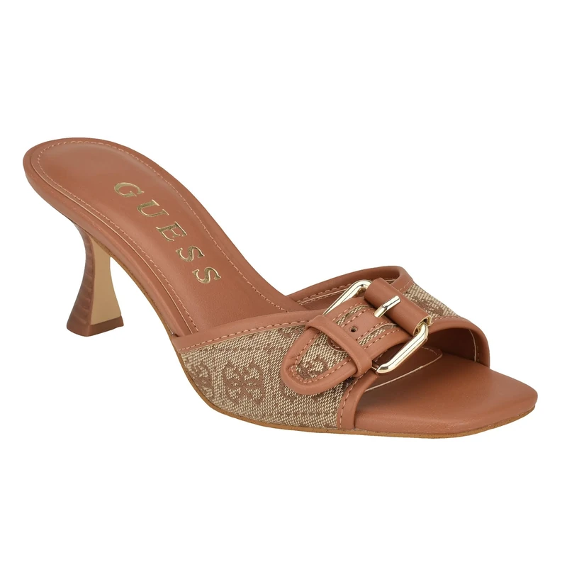 GUESS Women's Dista Heeled Sandal, Beige/Brown 210, 4.5 UK