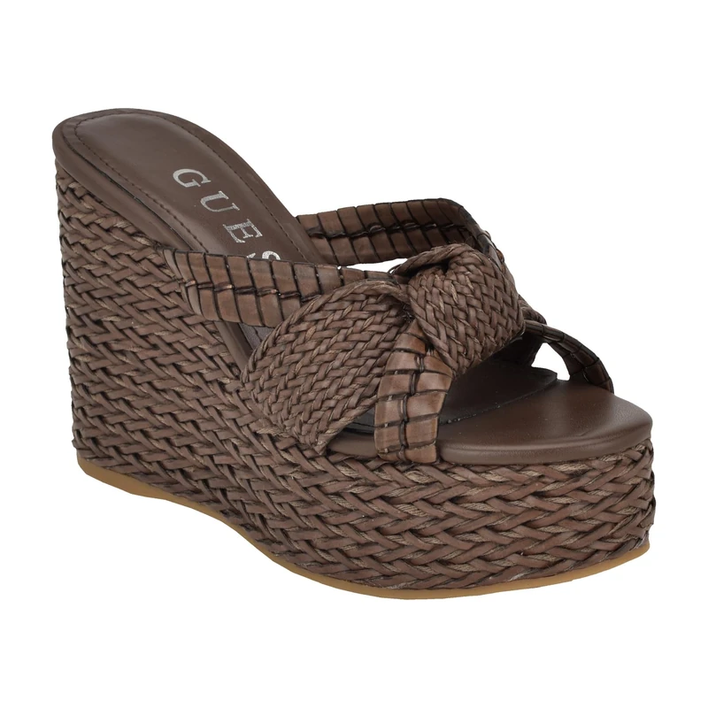 GUESS Women's Eveh Wedge Sandal, Brown 210, 7