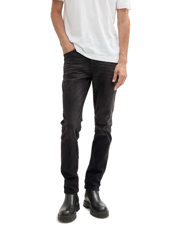 TOM TAILOR Men's Josh Regular Slim Jeans with Stretch, 10273 Dark Stone Black Denim, 30 W/34 L