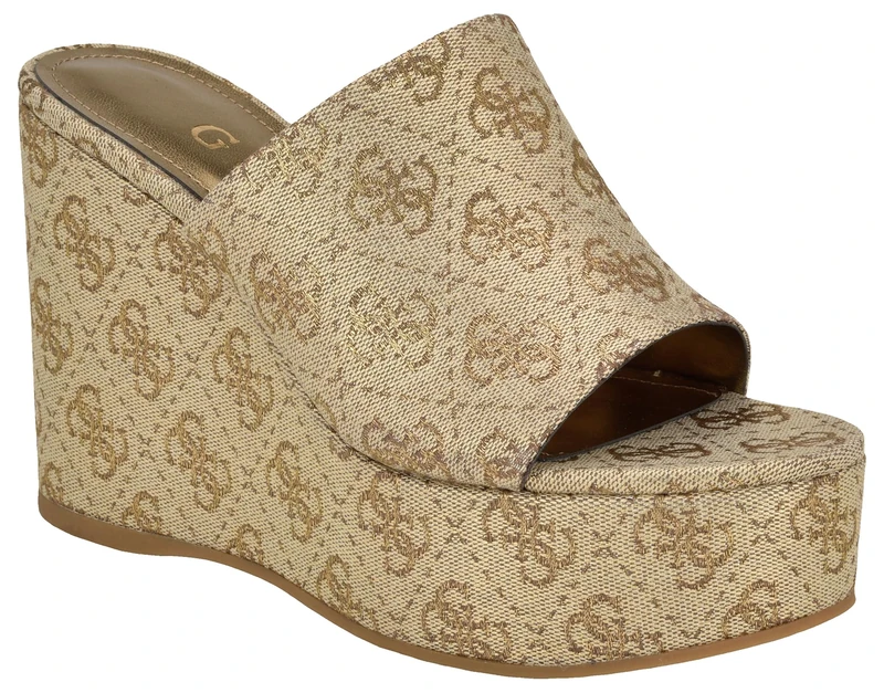 GUESS Women's Yenise Wedge Sandal, Gold 710, 7 - Image 1