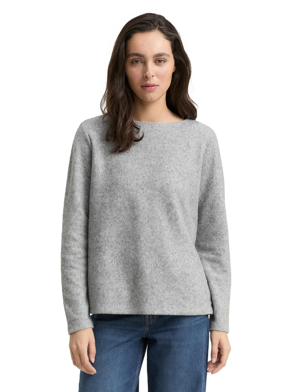 TOM TAILOR Women's 1043760 Plus Size Sweatshirt, 21373-Medium Silver Grey Melange, 44 Große Größen