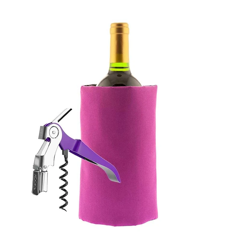 (20 Sets) Koala Spain Violet Wine Set (2 Pieces), 1 Adjustable Cooler Sleeve, 1 Two-Stroke Corkscrew - Image 1