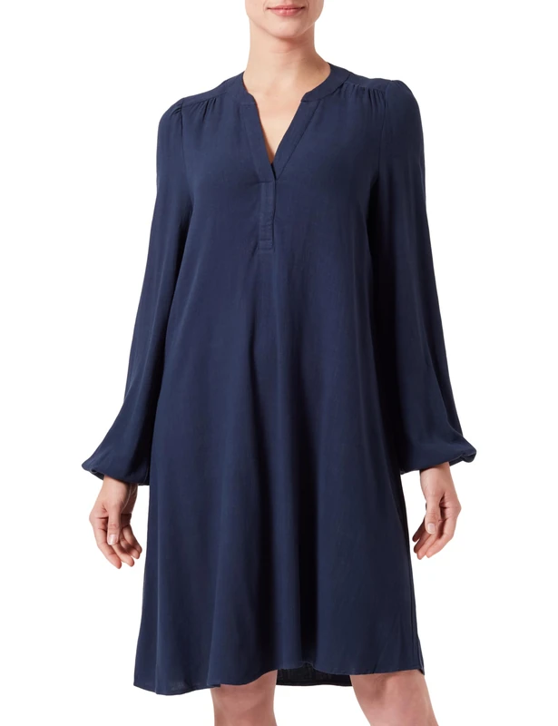 SELECTED FEMME Women's Slfviva LS Short V-Neck Dress Noos Blouse, Dark Sapphire, 8