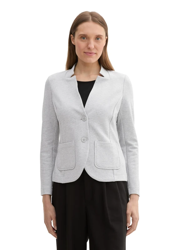 TOM TAILOR Women's Basic Ottoman Blazer with Pockets, 33774 - New Light Grey Melange, M