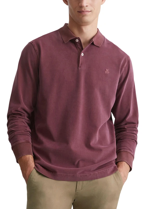 Marc O'Polo Men's Organic Cotton Long-Sleeved Polo Shirt Regular Fit, 349, XS