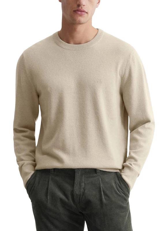 Marc OPolo Men's Knitted Jumper with Crew Neck Classic, Gray, S