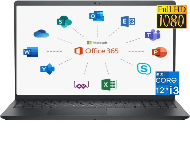 DELL 2024 Inspiron 15 Laptop with Microsoft Office 365, 15.6 Inch 1920 x 1080 FHD, Intel i3-1215U up to 4.40GHz (Beats N4020), 16GB RAM, 1TB PCIe SSD, Windows 11 Home, Carbon Black