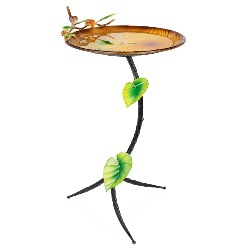 Alpine Corporation ORS870 Metal Hummingbird and Branch Stand Birdbath, Multi-Color