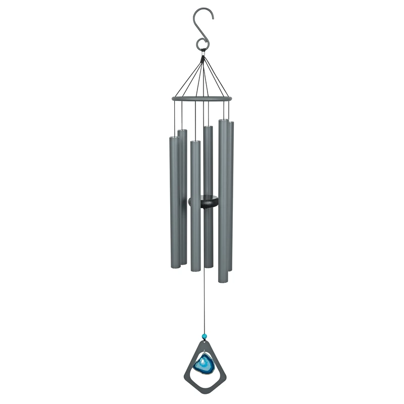 Alpine Corporation 39-inch Gray Metal Windchime with Blue Gemstone