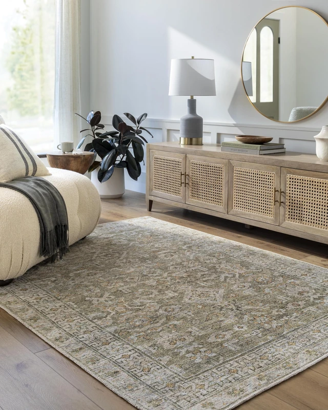 Livabliss x Becki Owens Darling Machine Washable Rug - Vintage Area Rugs Living Room, Large Rug 200x275 cm - Traditional Boho Style, Dining Room, Kitchen, Outdoor, Hallway - Brown, Grey