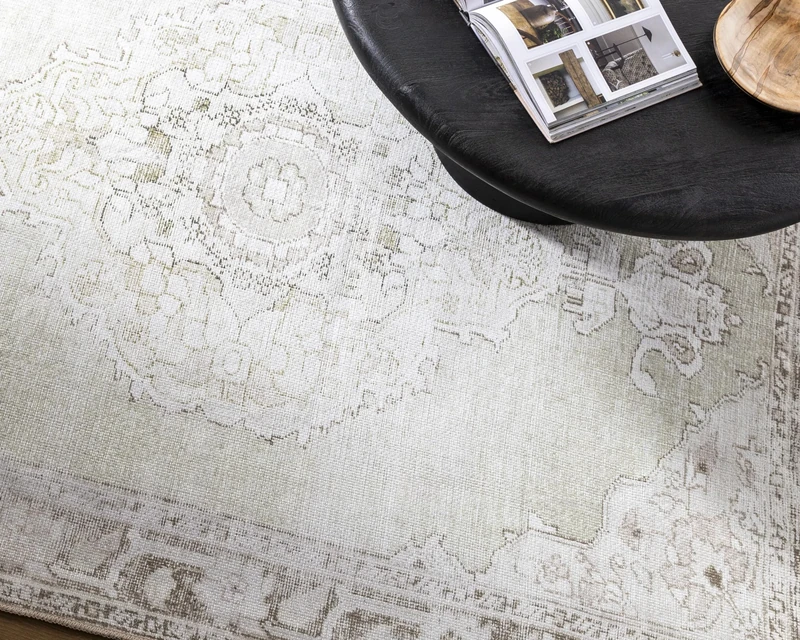 Livabliss x PNW Home's Jordyn Rainier Machine Washable Rug - Vintage Area Rugs Living Room, Large Rug 160x220 cm - Traditional Boho Style, Dining Room, Kitchen, Outdoor, Hallway - Brown, Cream