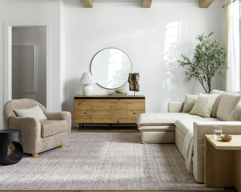 Livabliss x PNW Home's Jordyn Spokane Vintage Rug - Area Rugs for Living Room 160x213 cm, Bedroom - Scandi Neutral Rugs, Traditional Patterned Boho Style, Natural Easy Care Pile - Large Rug, Beige