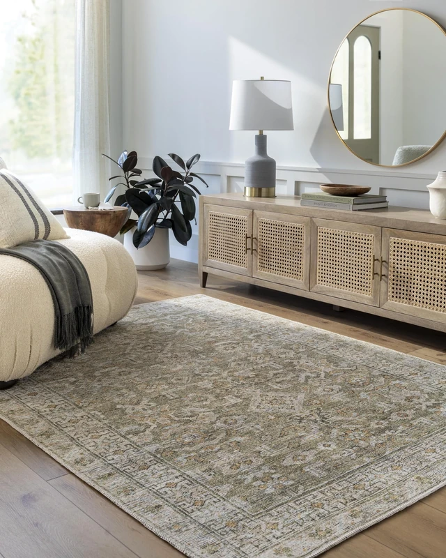 Livabliss x Becki Owens Darling Machine Washable Rug - Vintage Area Rugs Living Room, Large Rug 160x213 cm - Traditional Boho Style, Dining Room, Kitchen, Outdoor, Hallway - Brown, Grey