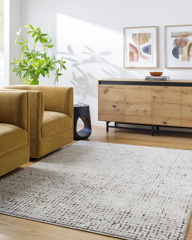 Livabliss x PNW Home's Jordyn Cascade Shaggy Rug - Modern Berber Rugs Living Room, Large 160x213 cm, Soft Shaggy Rugs for Bedroom - Neutral Boho Fluffy Rug, Easy Care Plush Thick Pile - Ivory, Brown