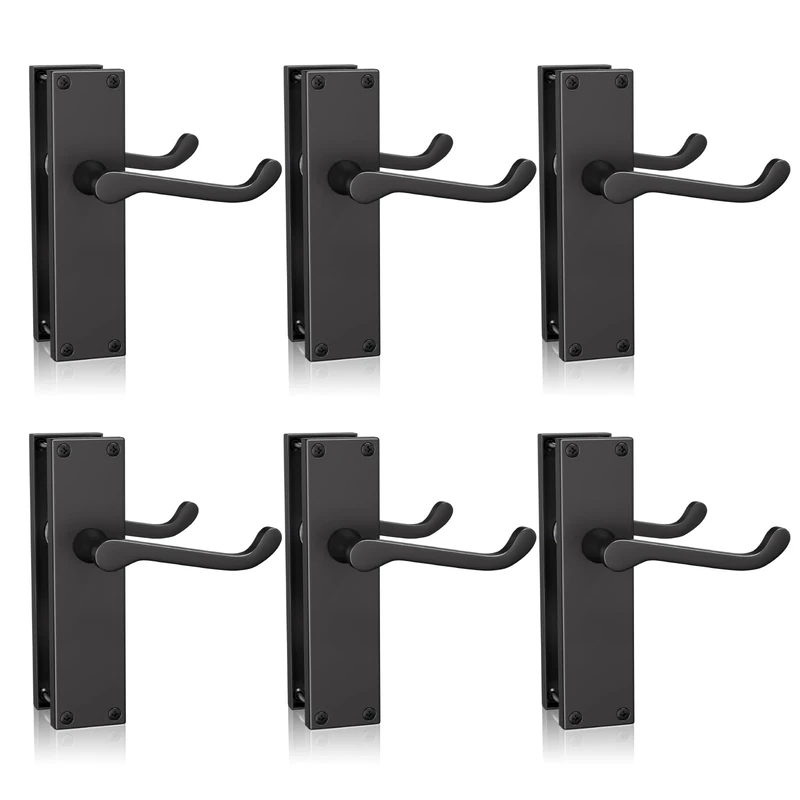 Bwintech 6 Sets Matt Black Victorian Lever on Plate, Latch Furniture, Backplate Door Handles,Suitable for Wooden Doors