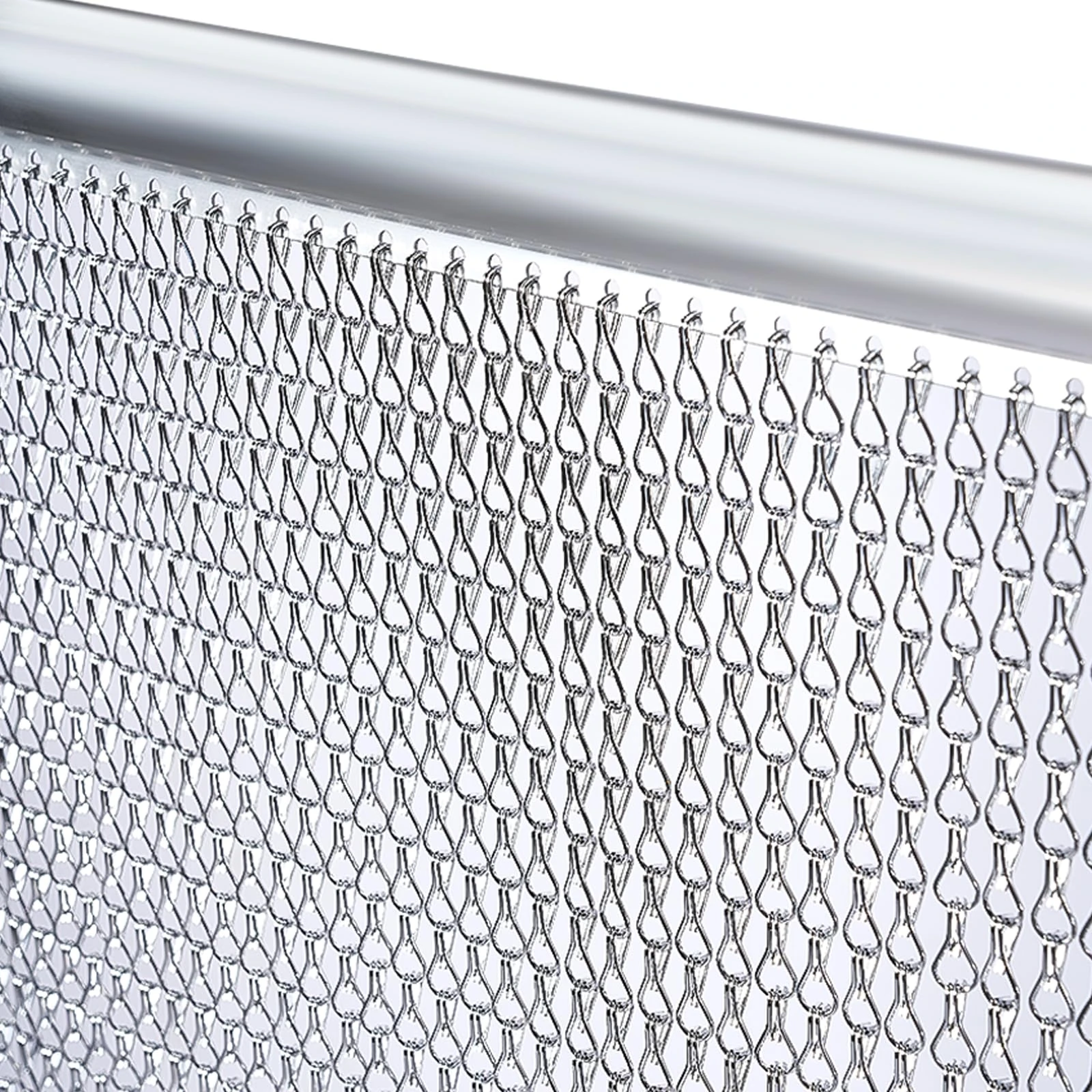 Gluwoer Aluminium Chain Curtain 100 x 210cm Metal Door Fly Screens Insect Control Curtain for Doorways (Silver)