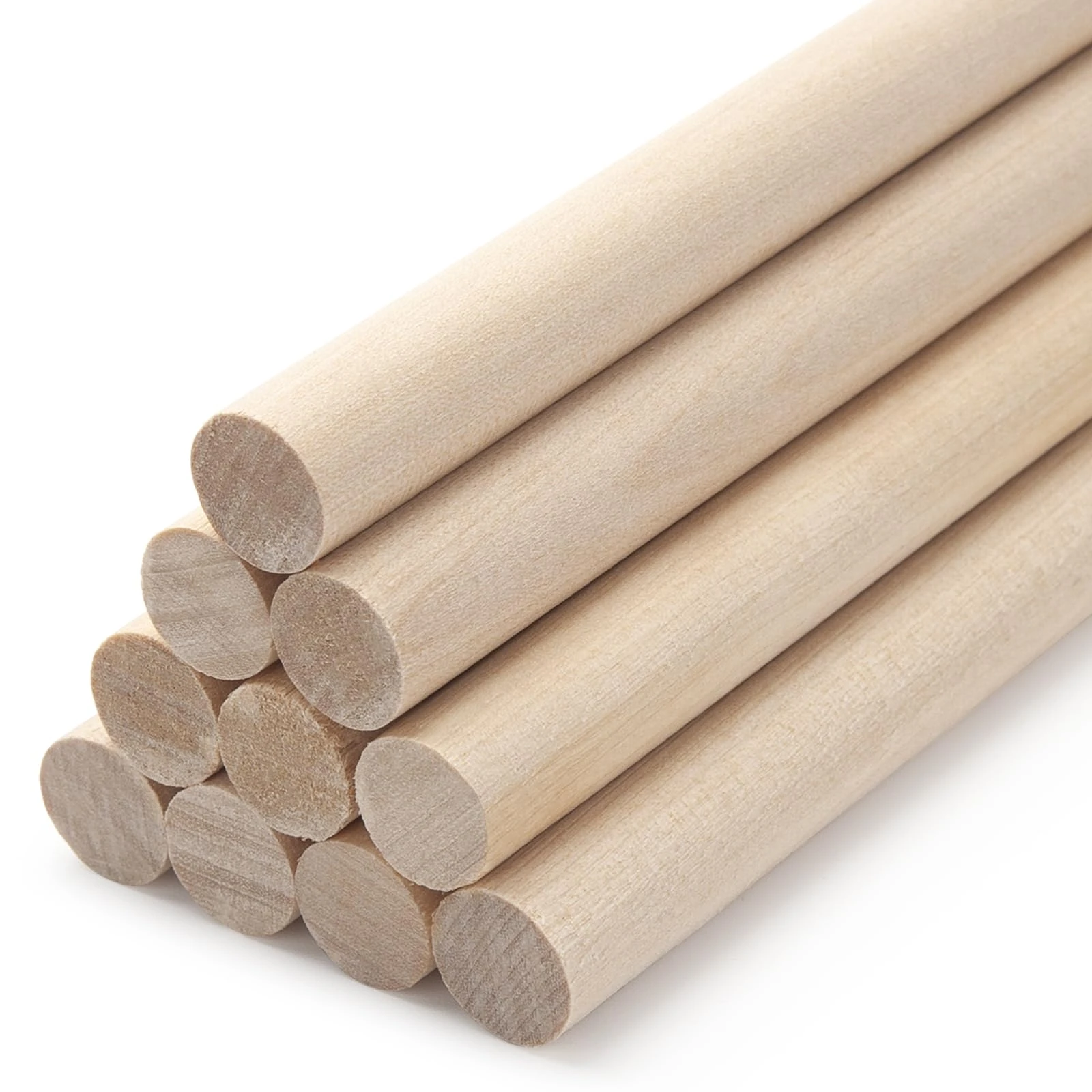 Wooden Dowel Rods Wooden Craft Sticks Wood Dowels, 10PCS 1.6 x 30cm Unfinished Round Hardwood Sticks for Crafts, Macrame, Arts and DIYers, Tiered Cake Support and Wedding Ribbon Wands