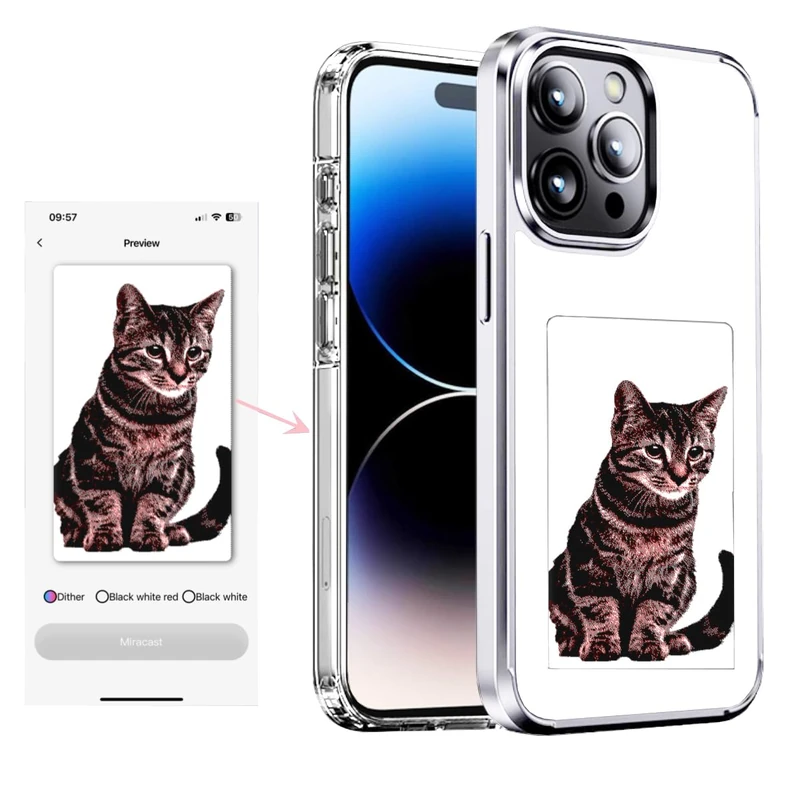 KSOPUERT Smart Ink Screen Phone Case Classic White fit for iPhone 13 iPhone 14 Protection 3.5 Inch Ink Display Image in Ink Phone Case - Image 1