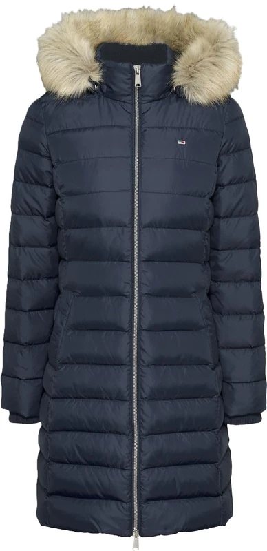 Tommy Jeans Women's Tjw Essential Hooded Down Coat Dw0dw18864 Puffer Coat, Blue (Dark Night Navy), XXS