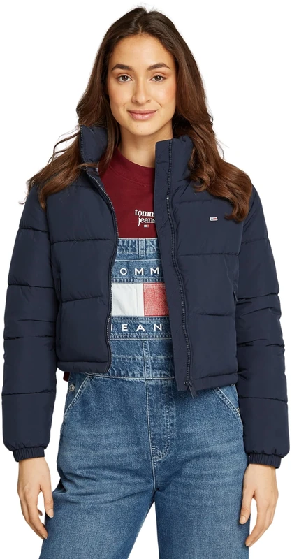 Tommy Jeans Women's Tjw Crp Essential Puffer Dw0dw18828 Puffer Jacket, Blue (Dark Night Navy), M