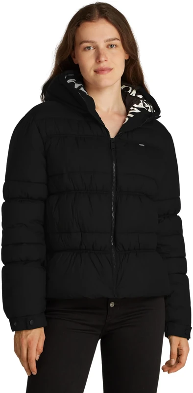 Tommy Jeans Womens Tjw Quilt Rouch Tape Dw0dw20389 Puffer Jacket, Black (Black), XXS UK