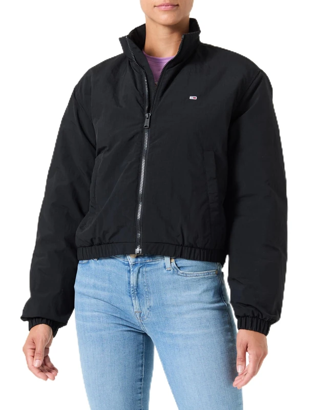 Tommy Jeans Women's Essential Padded Transitional Jacket, Black (Black), L