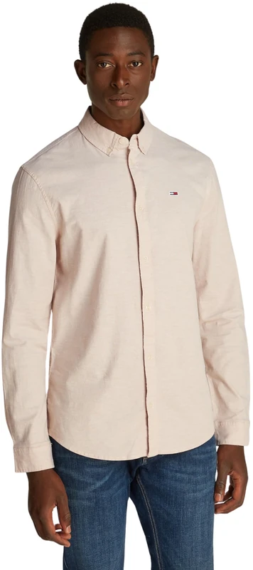 Tommy Jeans Men's TJM SLIM STRETCH OXFORD SHIRT DM0DM09594, Beige (Gentle Gold), XXS