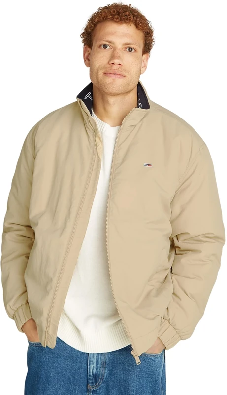 Tommy Jeans Men's Essential Padded Jacket with Zip, Beige (Gentle Gold), S