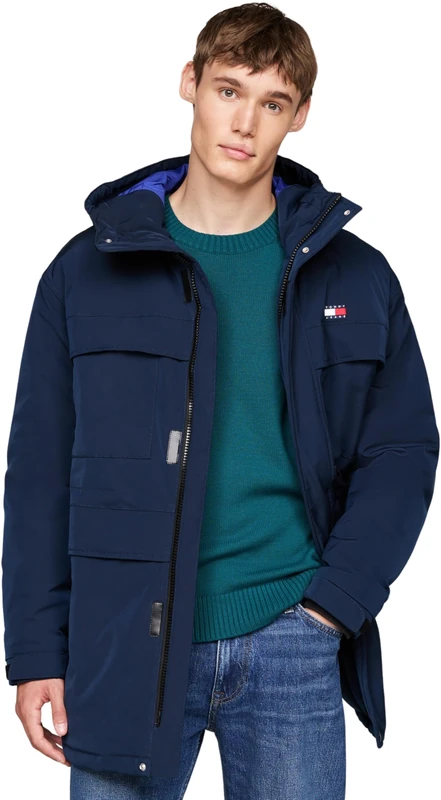 Tommy Jeans Men's Tjm Tech Canvas Parka Dm0dm20005 Other Coats, Blue (Dark Night Navy), XL