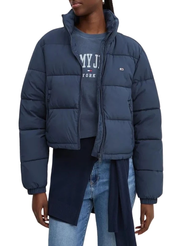 Tommy Jeans Women's Tjw Crp Essential Puffer Dw0dw18828 Puffer Jacket, Blue (Dark Night Navy), XL