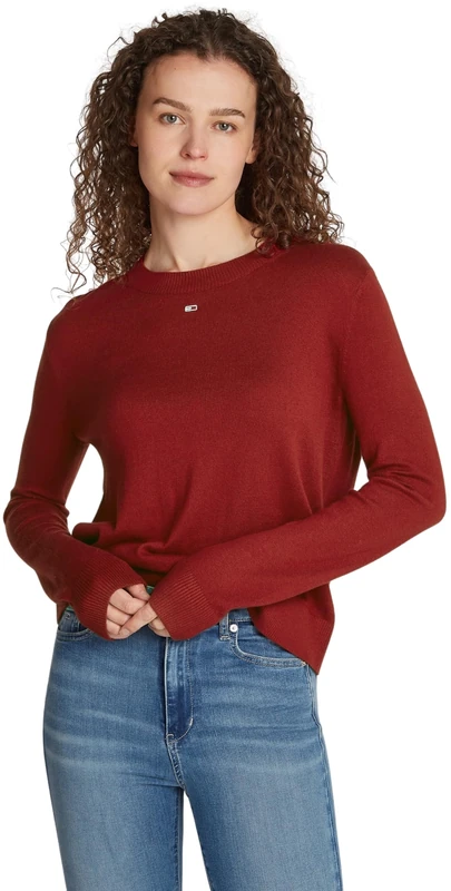 Tommy Jeans Women's Tjw Essential Crew Neck Sweater Dw0dw17254 Pullovers, Red (Regatta Red), M