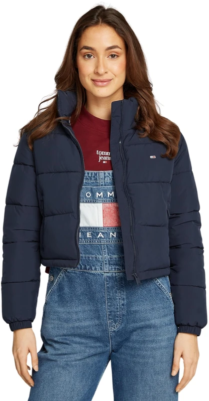 Tommy Jeans Women's Tjw Crp Essential Puffer Dw0dw18828 Puffer Jacket, Blue (Dark Night Navy), XXS
