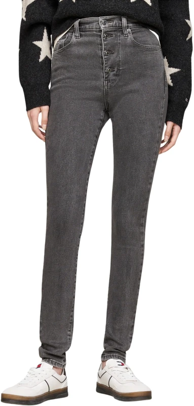 Tommy Jeans Women’s Sylvia Skinny Fit High Waist Jeans, Black (Denim Black), 28W/34L