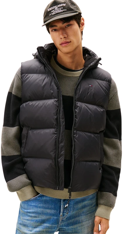 Tommy Jeans Men's Tjm Essential Down Vest Ext Dm0dm20465 Vest, Black (Black), XL