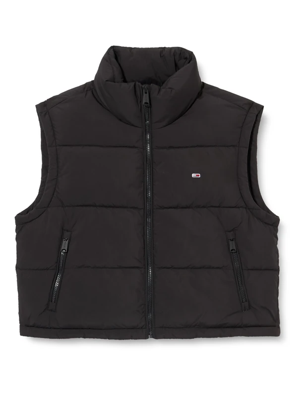 Tommy Jeans Women’s Essential Cropped Puffer Gilet, Black (Black), XL