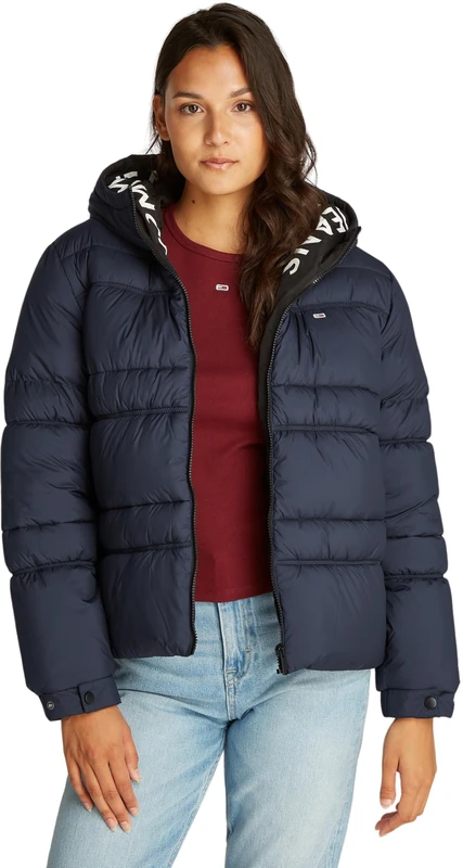 Tommy Jeans Women's Tjw Quilt Rouch Tape Jacket Dw0dw20389 Puffer Jacket, Blue (Dark Night Navy), M