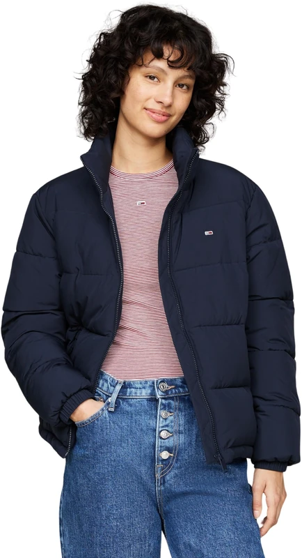 Tommy Jeans Women's Tjw Essential Puffer Ext Dw0dw18827 Puffer Jacket, Blue (Dark Night Navy), XXS