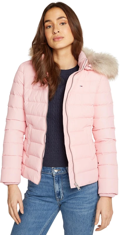 Tommy Jeans Women's Basic Hooded Puffer Jacket - Ballet Pink 3XL