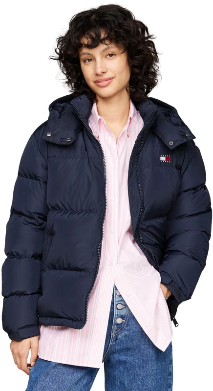 Tommy Jeans Women’s Water-Repellent Alaska Puffer Jacket, Blue (Dark Night Navy), XL