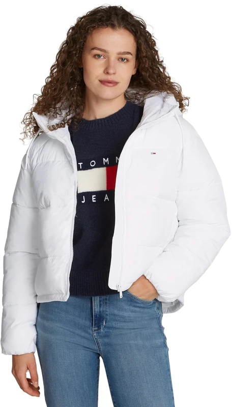 Tommy Jeans Women’s Warm Puffer Jacket, White (White), 4XL