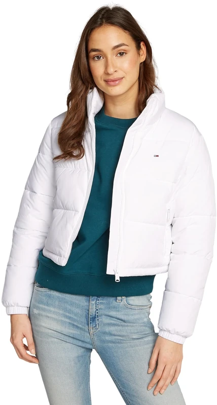 Tommy Hilfiger Women's Tjw Crp Essential Puffer Dw0dw18828 Puffer Jacket, White (White), M
