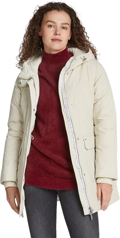 Tommy Jeans Women's Tjw Technical Down Parka Dw0dw18866 Parka Coat, Beige (Newsprint), XXS