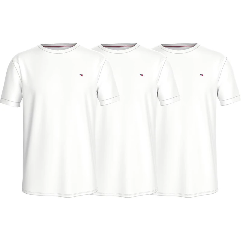 Tommy Hilfiger Men’s 3 Pack Short Sleeve Slim Fit T-shirts, White (White/White/White), XXL